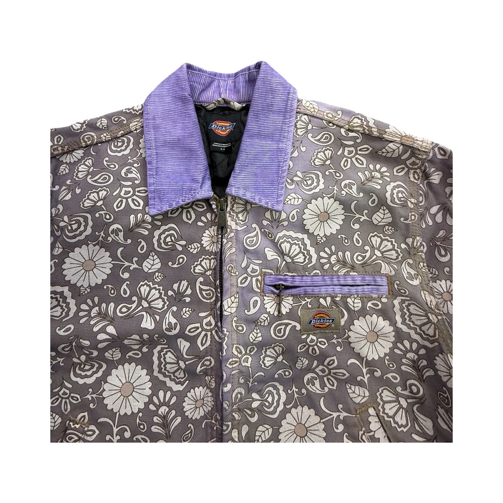 Dickies Eisenhower Jacket Womens Small Purple Floral Paisley Canvas Custom Dye - Picture 11 of 13